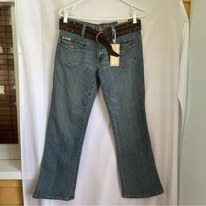 Women's Blue Jeans with Brown Belt - Size 10P